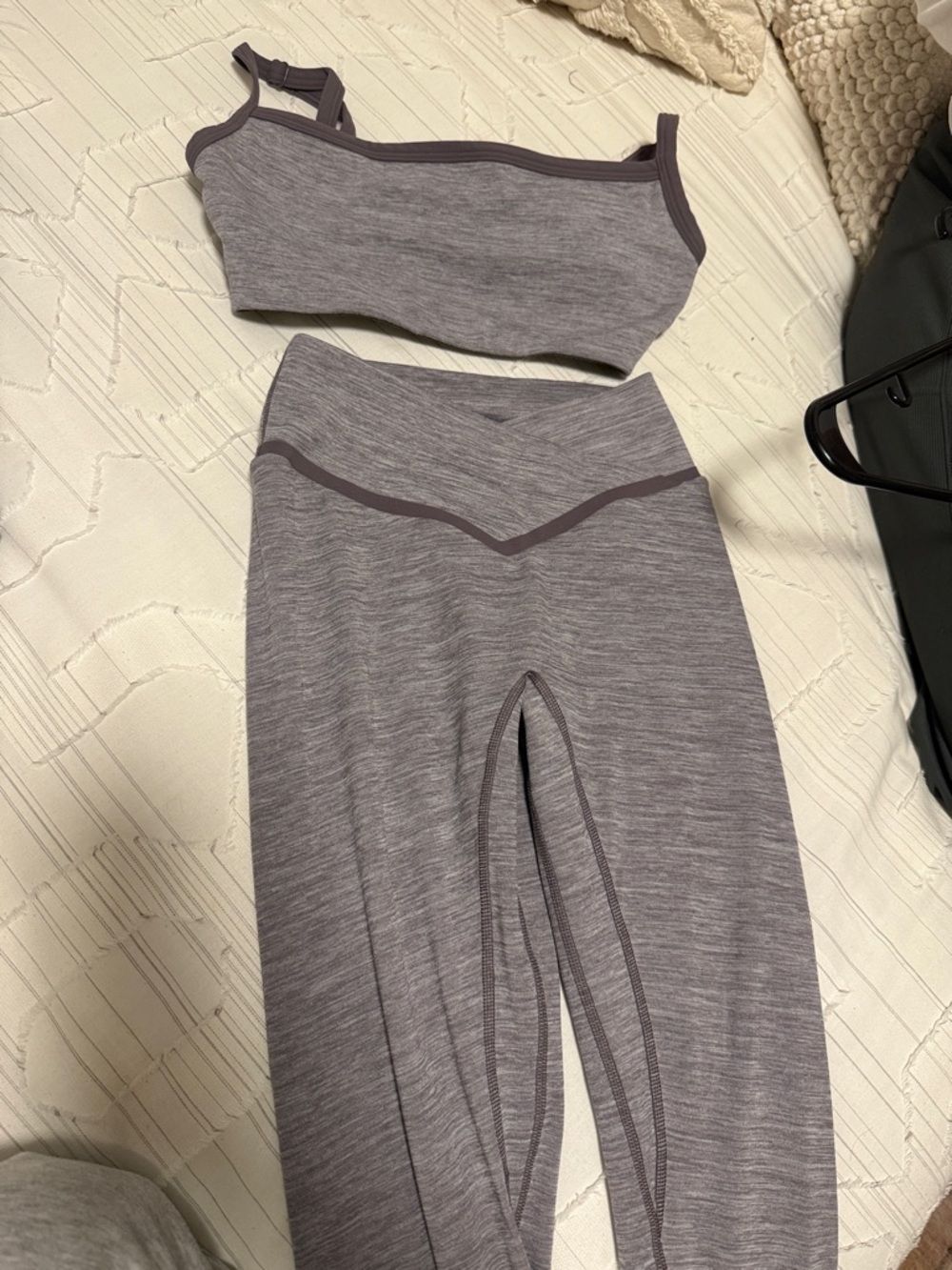 Gray Women's Active Crop Top and High-Waist Leggings Set
